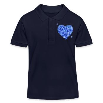 Blaues Blumenherz - Kinder Organic Poloshirt Mini Sprinter von Stanley/Stella - Navy - Vorne
