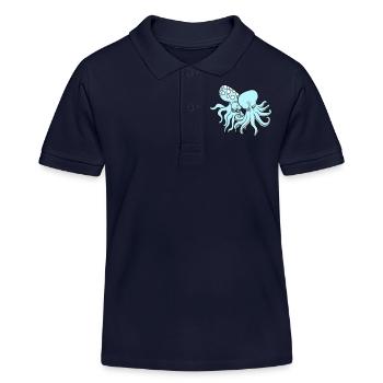 2 Nasty Octopus Octopus Squid Cephalopod Team - Kids Organic Polo Shirt by Stanley/Stella - navy - Front