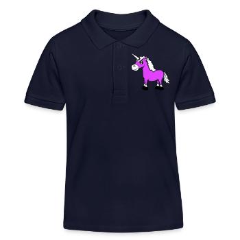licorne sourit assez sympathique cheval de dessin animé - Polo enfant bio Stanley/Stella - bleu marine - Devant