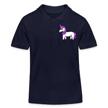 Licorne fille assez sympathique dessin animé cheval - Polo enfant bio Stanley/Stella - bleu marine - Devant