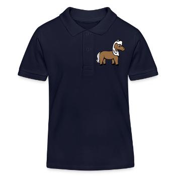 Pferd Süß Pony Fohlen Pferdemädchen Niedlich Comic - Kinder Organic Poloshirt Mini Sprinter von Stanley/Stella - Navy - Vorne