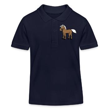 cheval rire drôle grimace idiot comique - Polo enfant bio Stanley/Stella - bleu marine - Devant