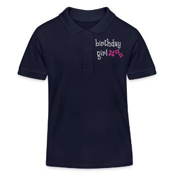 "Birthday Girl" - Kinder Organic Poloshirt Mini Sprinter von Stanley/Stella - Navy - Vorne