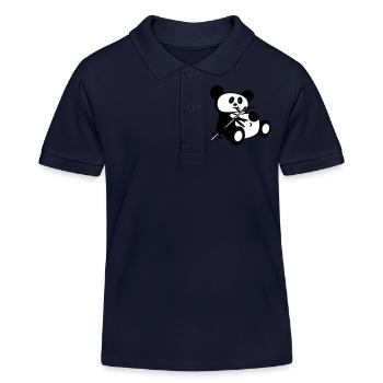 lazy panda - Kids Organic Polo Shirt by Stanley/Stella - navy - Front