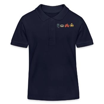Vintage-Retro-Konsole - Kinder Organic Poloshirt Mini Sprinter von Stanley/Stella - Navy - Vorne