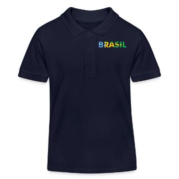 Conception de drapeau du Brésil en couleurs nationales - Polo enfant bio Stanley/Stella - bleu marine - Devant