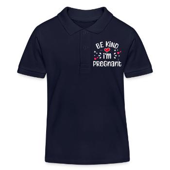 Schwanger Statement Schwangerschaft Babybauch - Kinder Organic Poloshirt Mini Sprinter von Stanley/Stella - Navy - Vorne