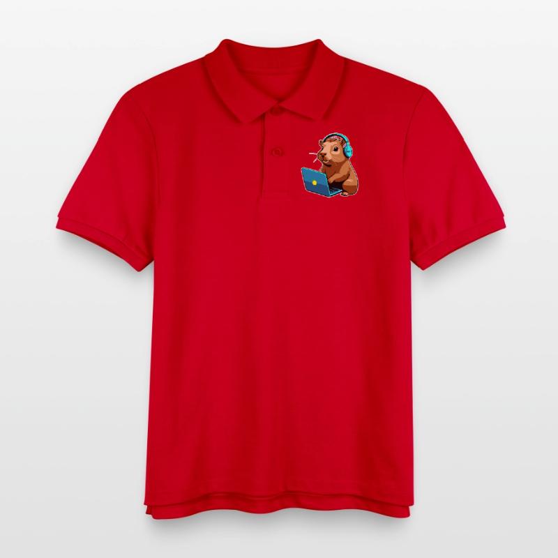 Capybara Programmer Coder Computer Kids Organic Polo Shirt by Stanley/Stella