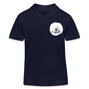Eisbär Aquarell - Kinder Organic Poloshirt Mini Sprinter von Stanley/Stella - Navy - Vorne