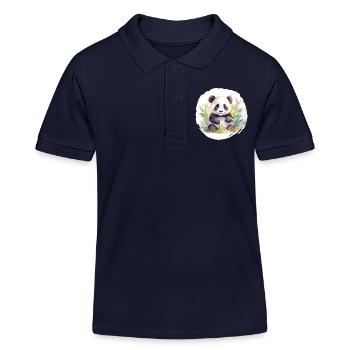 Aquarell Pandabär - Kinder Organic Poloshirt Mini Sprinter von Stanley/Stella - Navy - Vorne