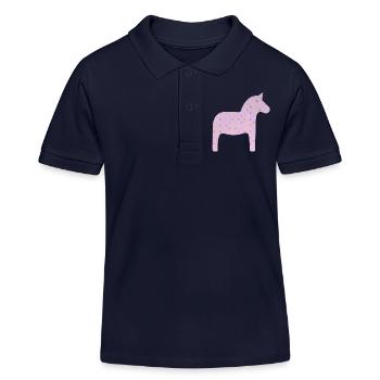 Dalapferd rosa Dots skandinavisch Schweden Deko - Kinder Organic Poloshirt Mini Sprinter von Stanley/Stella - Navy - Vorne