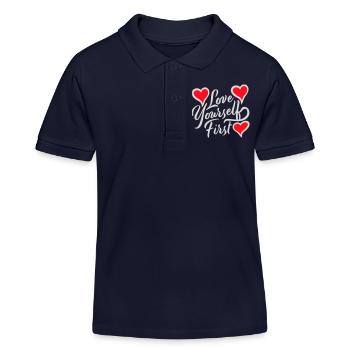 Love Yourself First Self-Love Self-Care - Kids Organic Polo Shirt by Stanley/Stella - navy - Front