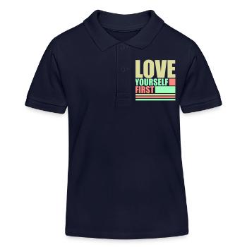 Love Yourself First Self-Love Self-Care - Kids Organic Polo Shirt by Stanley/Stella - navy - Front