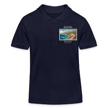 Spanien Mallorca Vintage Reisemarke - Kinder Organic Poloshirt Mini Sprinter von Stanley/Stella - Navy - Vorne