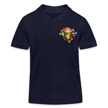 Lustiger Affe mit Banane – Buchstabe M - Kinder Organic Poloshirt Mini Sprinter von Stanley/Stella - Navy - Vorne