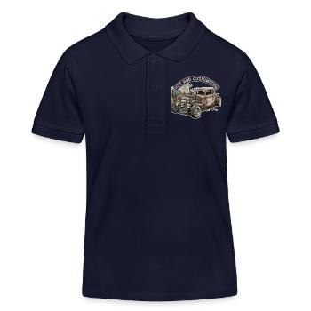 Rustic Hot Rod Customization Design - Kinder Organic Poloshirt Mini Sprinter von Stanley/Stella - Navy - Vorne