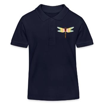 Schillernde Libelle – Filigranes Insektenmotiv - Kinder Organic Poloshirt Mini Sprinter von Stanley/Stella - Navy - Vorne