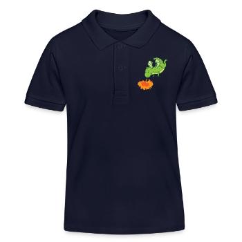 Dragon spits fire Mythical creatures Fairy tale - Kids Organic Polo Shirt by Stanley/Stella - navy - Front