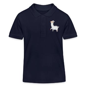 fröhliches, entspanntes Lama - Kinder Organic Poloshirt Mini Sprinter von Stanley/Stella - Navy - Vorne