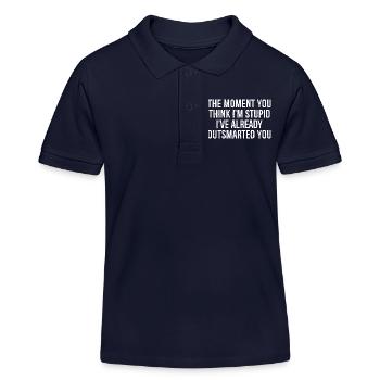 In dem Moment, in dem du denkst, dass ich dumm bin, habe ich schon - Kinder Organic Poloshirt Mini Sprinter von Stanley/Stella - Navy - Vorne