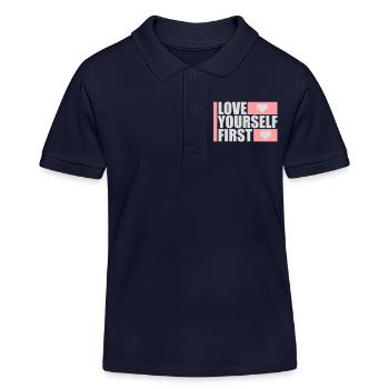 Love Yourself First Self-Love Self-Care - Kids Organic Polo Shirt by Stanley/Stella - navy - Front