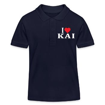 T-Shirt-Name Ich liebe Kai T-Shirt Geschenkidee - Kinder Organic Poloshirt Mini Sprinter von Stanley/Stella - Navy - Vorne