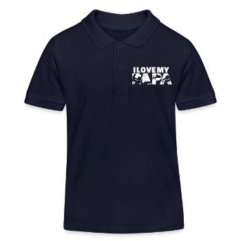Ich liebe die musikalische Silhouette meines Papa-Klavierspielers - Kinder Organic Poloshirt Mini Sprinter von Stanley/Stella - Navy - Vorne