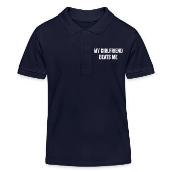 My girlfriend bangs me Funny sarcastic M - Kids Organic Polo Shirt by Stanley/Stella - navy - Front