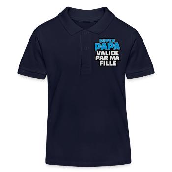 super papa validé par ma fille - Polo enfant bio Stanley/Stella - bleu marine - Devant