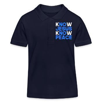 Know Jesus know peace Christliches Geschenk - Kinder Organic Poloshirt Mini Sprinter von Stanley/Stella - Navy - Vorne