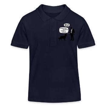 Cartoon, Hund & Herrchen: Sitz! / Leckerli! (2C) - Kinder Organic Poloshirt Mini Sprinter von Stanley/Stella - Navy - Vorne