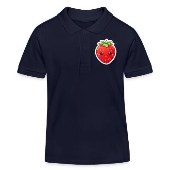 Erdbeere süß Kawaii - Kinder Organic Poloshirt Mini Sprinter von Stanley/Stella - Navy - Vorne