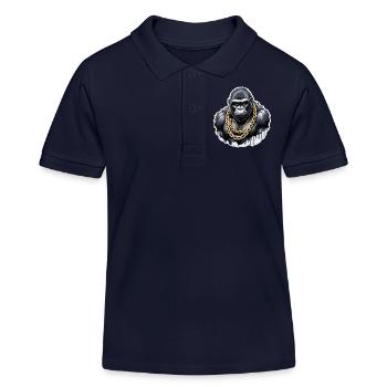 gorille avec chaine en or - Polo enfant bio Stanley/Stella - bleu marine - Devant