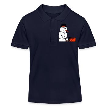 Winter DJ Snowman Mixer Mixer Music Party - Kids Organic Polo Shirt by Stanley/Stella - navy - Front
