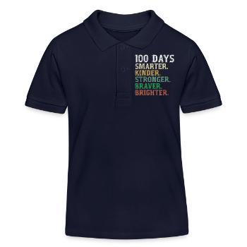 100 Days of School Smarter - 100th Days Of School - Polo enfant bio Stanley/Stella - bleu marine - Devant