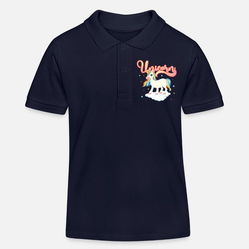 Regenbogen-Einhorn auf der Wolke - Kinder Organic Poloshirt Mini Sprinter von Stanley/Stella - Navy