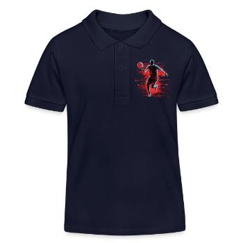 Intensives Rot im Basketball-Design - Kinder Organic Poloshirt Mini Sprinter von Stanley/Stella - Navy - Vorne