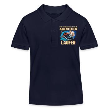 Laufen: Die Strecke ist dein Abenteuer - Kinder Organic Poloshirt Mini Sprinter von Stanley/Stella - Navy - Vorne