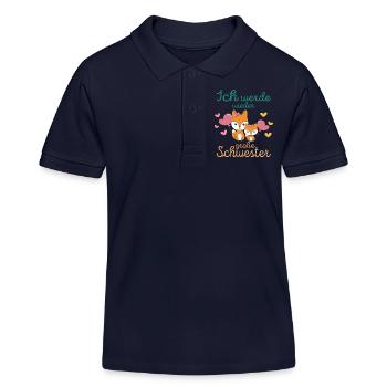 Bald Wieder Große Schwester Verkünden Füchse Tiere - Kinder Organic Poloshirt Mini Sprinter von Stanley/Stella - Navy - Vorne