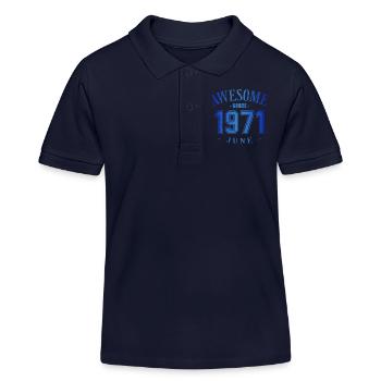June 1971 - Birthday in June Awesome - Kids Organic Polo Shirt by Stanley/Stella - navy - Front