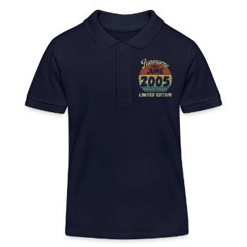 Awesome since June 2005 - Birthday - Kids Organic Polo Shirt by Stanley/Stella - navy - Front