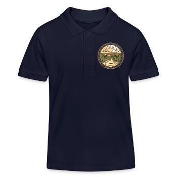 West Virginia, USA, Montani-Semper-Liberia - Kids Organic Polo Shirt by Stanley/Stella - navy - Front