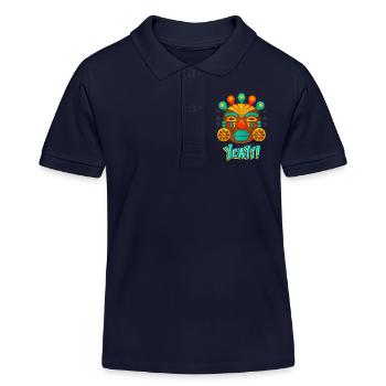 Aztecs, Mayan culture, tribal culture folklore mask - Kids Organic Polo Shirt by Stanley/Stella - navy - Front