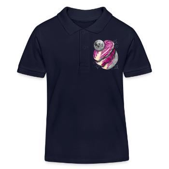 Surrealism, full moon in slices, red cabbage - Kids Organic Polo Shirt by Stanley/Stella - navy - Front