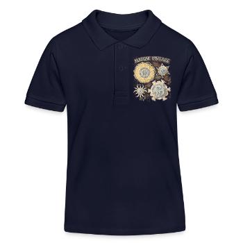 Vintage Ocean, botanical starfish, antique mandala - Kids Organic Polo Shirt by Stanley/Stella - navy - Front
