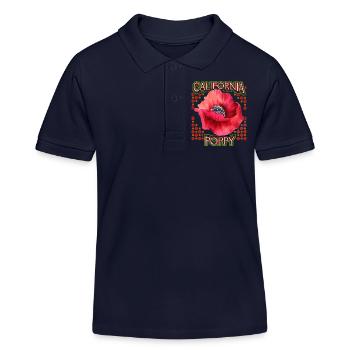 Mohn, Kalifornische Mohnblume, California-Poppy - Kinder Organic Poloshirt Mini Sprinter von Stanley/Stella - Navy - Vorne
