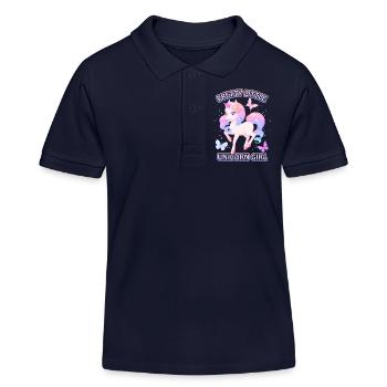 Licorne Fille, Licorne Kawaii, Jolie Fille - Polo enfant bio Stanley/Stella - bleu marine - Devant