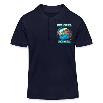 Recycler, recycler, slogan de protection de l’environnement - Polo enfant bio Stanley/Stella - bleu marine - Devant