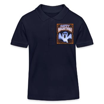 Funny Ghost, Saying with Cobwebs, Spider, Pun - Kids Organic Polo Shirt by Stanley/Stella - navy - Front