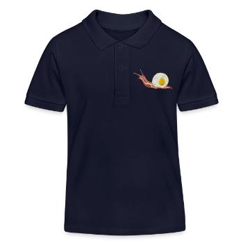Bacon Roll Bacon and egg Fried Egg - Kids Organic Polo Shirt by Stanley/Stella - navy - Front